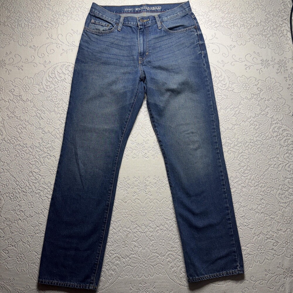 Old Navy Famous Jeans Mens 33x32 Blue Medium Wash Regular Fit Straight Denim